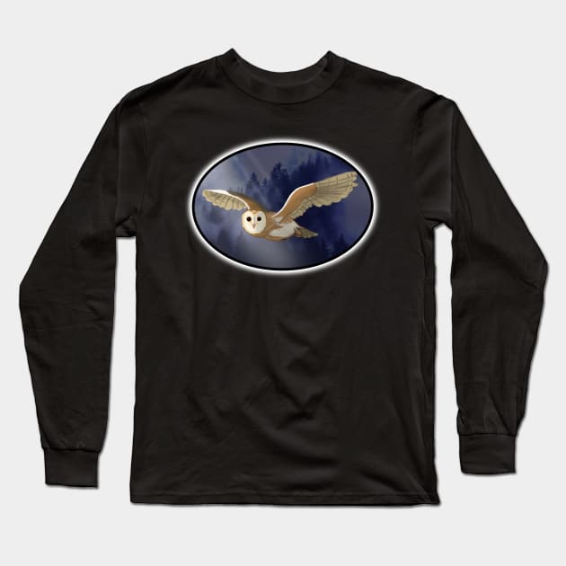 Glowing Barn Owl Oval Long Sleeve T-Shirt by Aeriskate